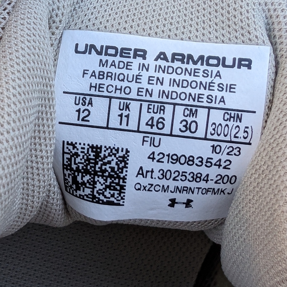 Men's UA Charged Pursuit 3 USA Running Shoes Size 12 Khaki Base - 200 - Picture 12 of 16